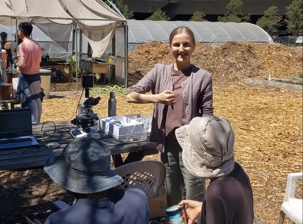 Shaking a soil sample in the test tube